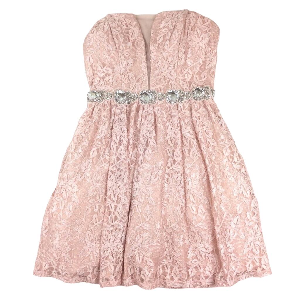 Shimmer Blush Pink Lace Party Strapless Dress 5 Barbie